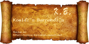 Komlós Barnabás névjegykártya